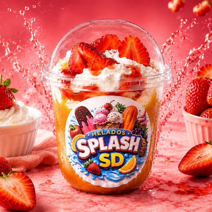 Fresas con crema en vaso de Helados Splash SD (imagen ilustrativa)