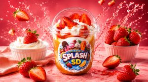Fresas con crema servidas en vaso de Helados Splash SD