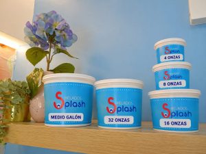 Envases de helado de Helados Splash SD en distintos tamaños