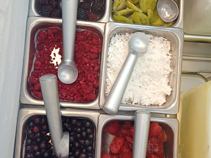 Barra de toppings de Helados Splash SD